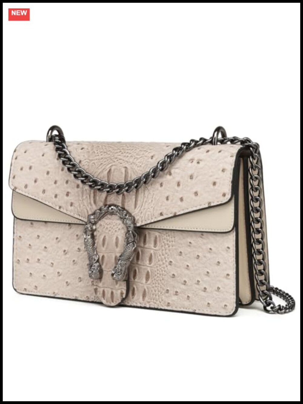 Faux Leather Crossbody Clutch with Chain Strap, Magnetic Closure, Evening Bag